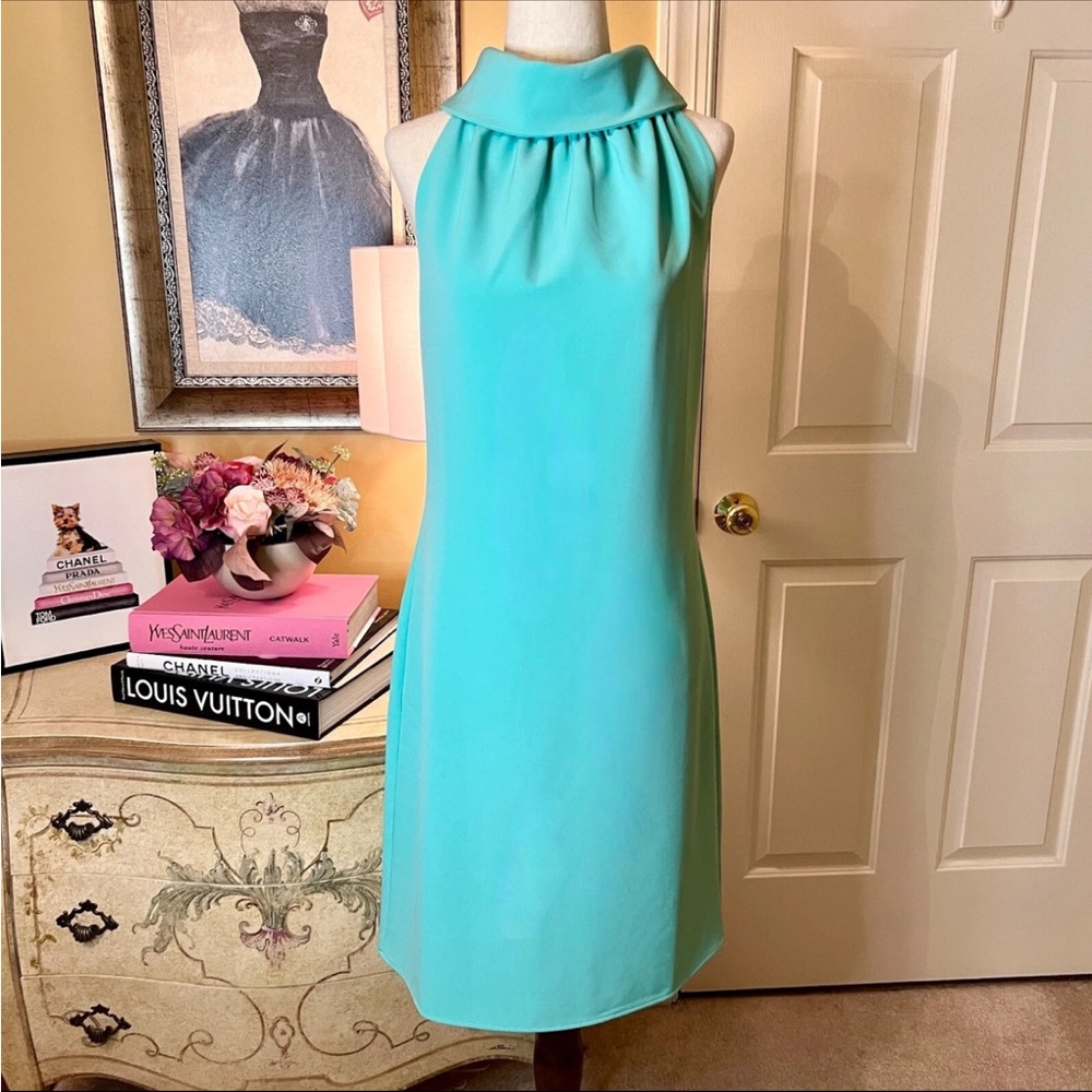Blue Pleated Sheath Midi Dress for Cocktail